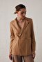 Button Detailed Double-Breasted Leather Jacket - Beige - 2