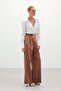 Wide Leg Trousers with Waist Accessories - Camel - 5