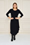 Women's Knitted Lycra Viscose Black Long Sleeve Slit Midi Dress - 5