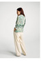 Women's Light Green 100% Viscose Belted Patterned Shirt - 3