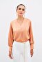 V-Neck Satin Blouse - Salmon