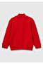 Boy's Red Logo Detailed Front Zippered Ribbed Sweatshirt - 2