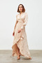 Double Breasted Patterned Long Dress - Beige - 6