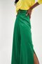 Satin Pants with Slit Detail - Emerald - 5