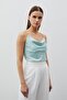 Satin Blouse with Chain Strap - Mint - 3