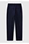 Women's Navy Blue Elastic Waist Trousers - 4