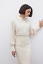 Blouse with Shiny Stones on the Collar - Beige