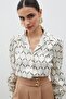 Satin Patterned Shirt - Beige - 2