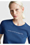 Women's Indigo Blue 100% Cotton Benetton Printed Basic T-Shirt - 6