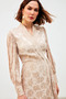 Double Breasted Patterned Long Dress - Beige - 5