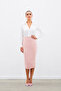 Midi Length Tweed Skirt - Powder - 6