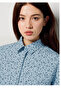 Women's Blue Mix 100% Cotton Patterned Regular Fit Shirt - 6
