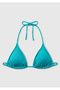 Women's Turquoise Jacquard Zebra Patterned Halter Neck Padded Bikini Top - 2