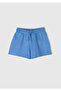 Girls' Blue Logo Embroidered Drawstring Shorts
