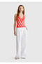 Women's Orange Cotton Blend Halter Neck Halter Neck Knitwear Undershirt - 5