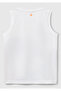 Boy's White Mix Sleeveless Undershirt with Printed Front and Logo Detail on the Back Collar - 2