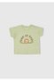 Baby Water Green Appliqued and Printed Crew Neck T-Shirt