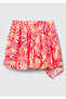 Girl's Orange 100% Viscose Patterned Asymmetrical Flared Skirt with Elastic Waist - 2