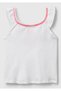 Girl's White Back Ring Detailed Logo Cross Strap Round Neck Tank Top