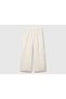 Women's Stone Color 100% Linen Loose Short Leg Trousers with Elastic Waist - 2