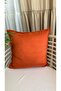Pearl Velvet Textured Brick Color Cinnamon Plain Throw Pillow Cover - 3