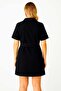 Women's Plus Size Black, Washed Denim Fabric, Double Pockets, Short Sleeve Jeans Dress 65N39155 - 4