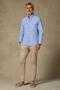 Alba Linen Cotton Linen Blended Comfort Fit Blue Button Collar Men's Striped Shirt - 4