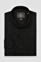 Bella Linen Linen Comfort Fit Black Mostra Collar Men's Plain Shirt - 5
