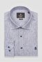 Lieno Linen Linen Comfort Fit Navy Blue Classic Collar Men's Striped Shirt - 5