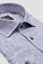 Lieno Linen Linen Comfort Fit Navy Blue Classic Collar Men's Striped Shirt