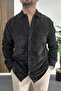 Men's Velvet Fabric Shirt Black Edw415