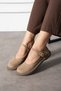 Women's Gold Buckle Detailed Women's Mink Suede Shoes – Round Toe Comfortable Casual Shoes - 8