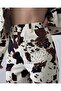 Cow Patterned Staple Detail Denim Trousers Ecru - 3