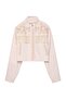 Embroidery Detail Tasseled Linen Jacket Beige - 3