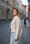 Embroidery Detail Tasseled Linen Jacket Beige - 2