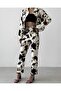Cow Patterned Staple Detail Denim Trousers Ecru - 2