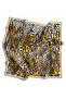 Twill Leopard Patterned Mustard Colored 90X90 Scarf (Does Not Contain Silk) Edge Stitching Shape Hand Stitched - 2
