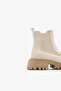 Beige Women's Boots with Elastic Sides and Buckles and Non-Slip Sole - 5