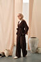 Women's Waist Tie Kimono Set Brown - 3