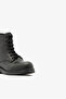 Black Genuine Leather Lace up Side Zipper Women's Boots - 4