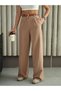 Women's Elastic Waist Belted Flowy Loose Palazzo Fabric Trousers