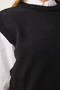 Crew Neck Buttoned Knitwear Sweater Black Lyg0005 - 5