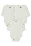 3-Piece Plain Long Sleeve Snap Fastener Bodysuit - White - 2