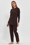 Women's Brown Women's Ribbed Report & Sweatpants, Casual Home Wear Pajamas Set - 5