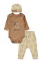 Cute Bear Printed 3-Piece Set 6-18 - Brown