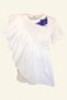 Lilac Color Embroidered Ruffle Detailed White Crew Neck Oversize T-Shirt - 4