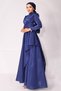 Taft Satin Hijab Evening Dress with Stone Embroidered Pleats and Flywheel Detail K. Indigo 1215 - 4
