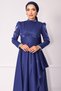 Taft Satin Hijab Evening Dress with Stone Embroidered Pleats and Flywheel Detail K. Indigo 1215 - 5