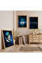 Wooden Framed Göktürk Triple Wooden Painting Set