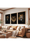 Wooden Framed King of the Forest Lion Triple Wooden Painting Set - 4